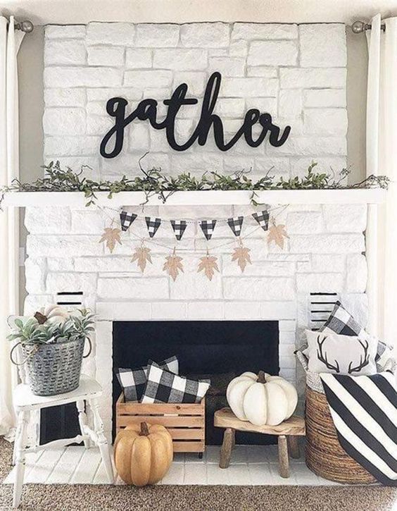 Fireplace Fall Decor